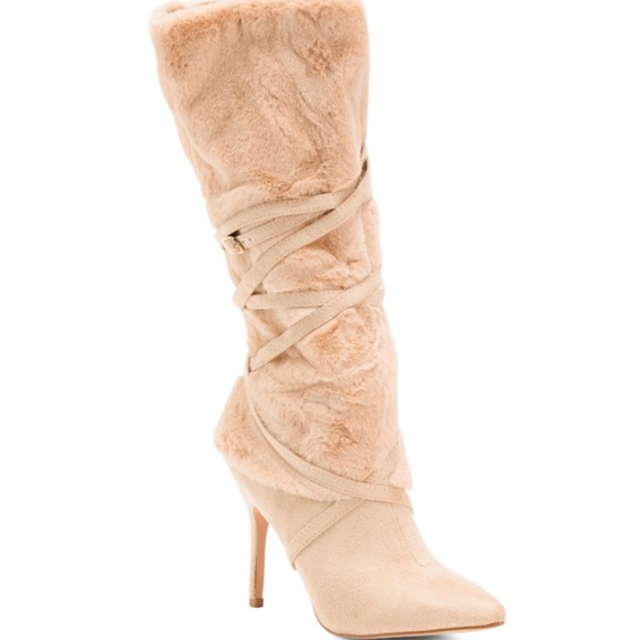 CATHERINE MALANDRINO Faux Fur High Shaft Boots - Picture 1 of 2